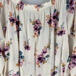 Rewind  Floral Print Off‎ The Shoulder Button Front Tie Front Long Sleeve Top Photo 8