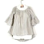 RSMR ROSSMORE Portia Woven Tops Off Shoulder Hi Low Hem Bell Sleeves Small Blush Photo 1