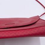 Liz Claiborne Vintage 1984 Red Leather Flap Bag Purse Geometric Print Adjustable Photo 5