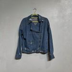 Essue  Blue Denim Moto Jacket Sz S Photo 1