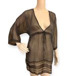 New York And Company Sheer Black and Tan Swim Cover-Up Photo 3