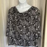 MSK WOMAN Elegant Black and White Paisley Women's Top SZ: 1X Photo 0