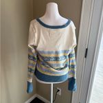 We The Free  winter Striped V-Neck Sweater - Blue and Yellow Photo 4