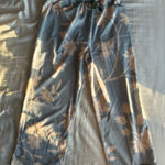 NWT Dressin Blue Wide Leg Pants with Floral Embroidery Size M Photo 3