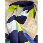 Silk Blend Geometric Print Scarf 12" X 66" Multicolor Stripe Pattern Vintage Green Photo 1