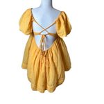 Free People Marina Tie Back Cotton Crinkle Babydoll Dress Yellow / Gold Medium Photo 3