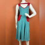 Voodoo Vixen Heart Patterned Dress with Red Accents Size Small. E73 Blue Photo 5