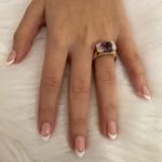 925 Gold Plated real SAPPHIRE 2 Diamonds Ring​ Purple Size 10 Photo 7