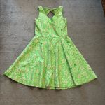 Lilly Pulitzer  Freja New Green Pique Two Tone Lace Fit Flare Dress Photo 3