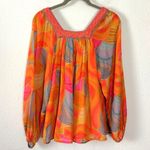 Anthropologie  Blank Bl-nk London Tessa Orange Silky Blouse Size Small Bohemian Photo 14