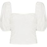 Reformation  white puff sleeve ruched top NWT Photo 7