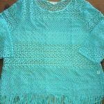 Erin London Woman’s  XL Green Crochet Top with fringe bottom Photo 0