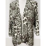 Chico's Additions Chico’s Green Giraffe Print 2pc Stretch Knit Open Cardigan Tank Set XS Photo 2