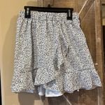 SheIn Skirt White Black Dotted Flirty Ruffle Wrap Cotton Blend Womens Small Photo 2