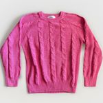 Vtg Pink Cable Knit Sweater Ramie Cotton 80s 90s Retro M Cottage Coquette Barbie Size M Photo 0
