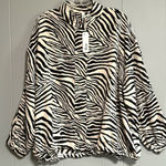 Glam NWT Ivory and Black Zebra Print Lightweight Windbreaker Jacket Size Medium Photo 0