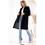 CY Fashion Long Black Open Semi Sheer waffle Knit Cardigan Size Small Photo 15