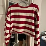 These Three Boutique Red Striped Crop Top Sweatshirt Photo 0