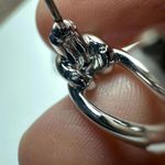 Swavorski Swarovski Crystal Silver Tone Pave Half Hoop Pierced Earrings (Swan Signed) Photo 4