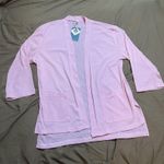 Poplab Women’s Loose Fit Lightweight Cardigan 3/4 Sleeve Open Front Sheer L NWT Pink Size L Photo 0