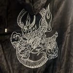 BCBGMAXAZRIA BCBG BLACK VELVET BLING SILVER STUD DRAGON & LOGO HOODIE & CROPPED PANTS SET NWT Photo 3