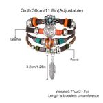 Exquisite feather pendant‎ handmade beaded boho faux leather bracelet Brown Photo 4