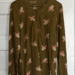 Aerie  Green Floral Thermal Knit Top Photo 0