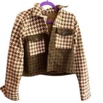 Stoosh Women's Houndstooth Cropped Jacket Brown Size L Casual Photo 7