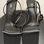 ZARA Heeled sandals with Rhinestone Straps NWOT Photo 0