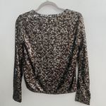 ZARA  TRF Sequin Blouse Top XSMALL Collection Brown Gold Animal Print Long Sleeve Photo 5