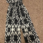 Tyche  Strapless Jumpsuit Small Black and White Abstract Print Ruffle Top NEW NWT Photo 0