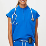 FIGS Rafaela Oversized Scrub Top in Royal Blue, Size Small Photo 0