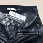 Alice + Olivia  Cammy Vegan Leather Moto Pants Ultra Low Rise Black Size 2 Grunge Photo 6