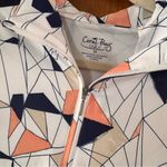 Coral Bay  1/4 Zip Polo Golf Shirt Women’s Medium White Navy Geometric Top Active Photo 1