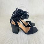 Bamboo  Black Milestone Croc Accent Ankle Strap Chunky Block Heel Sandals Sz 9 Photo 6