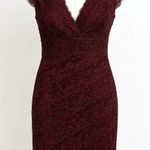 Y2K Cache Dress Size 8 Burgundy Lace Beaded Midi Cocktail Party Glam Romantic Red Photo 0