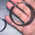 Gunmetal Diamond Cut Triple Braided Hoop Black Photo 2