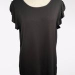 Tahari Black Short Flutter Sleeve T-Shirt Top Large Photo 0