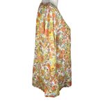 Multiples  Top Blouse Retro Floral Large L Semi-Sheer 70s Roll Tab Sleeves Photo 5