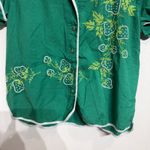Free People  Green Strawberry Embroidered Shirt Sz S Photo 3