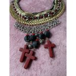 Topshop Silver Gold Black Skulls Cross Stacked Chain Choker Statement Necklace Photo 1