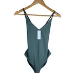 Outerknown Origin One Piece Swimsuit V Neck Strappy Back Sage Green Medium NWT Size undefined Photo 1