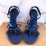 Alexander McQueen heart motif blue leather T-strap sandal size IT 39.5 US 9.5 Photo 2