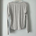 American Eagle  Outfitters Light Gray Long Sleeve Quarter Button V-Neck Top Photo 3