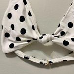 Sunn Lab Swim Knot Front Halter Bikini Top White Black Polka Dots NWOT XS Photo 3