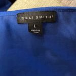 Willi Smith  Royal Blue Sleeveless Tie Neck‎ Blouse Top - Size L Photo 2