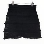 Joie  Serena Fringe Mini Skirt in Black Caviar Woven Knit Loop Trim size 4 NWT Photo 1