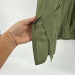 John Mark  Olive Green Textured Button Front Shirt Tunic Top Size Small Roll Tab Photo 4