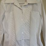 Samuel Dong Women's Small Button Down Pin Tuck White Collar Photo 2