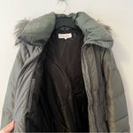 Calvin Klein  Green Faux Fur Hooded Puffer Jacket Medium Photo 6
